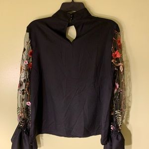 FREE w/ any bundle | Floral Flare Mesh Sleeve Top